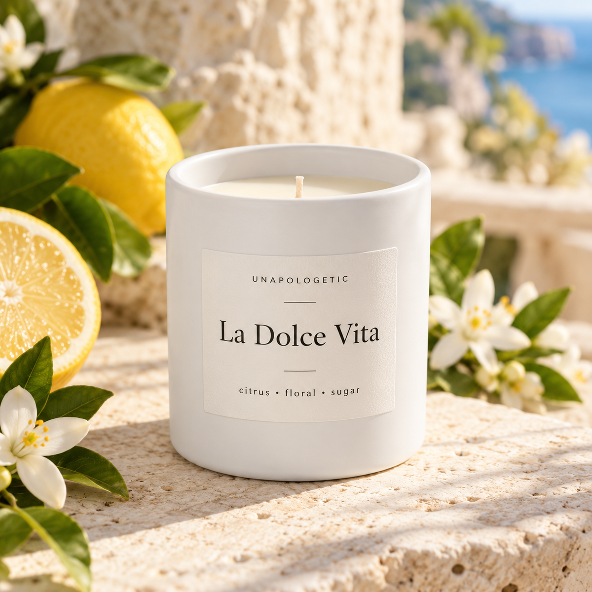 La Dolce Vita Unapologetic ceramic candle in white