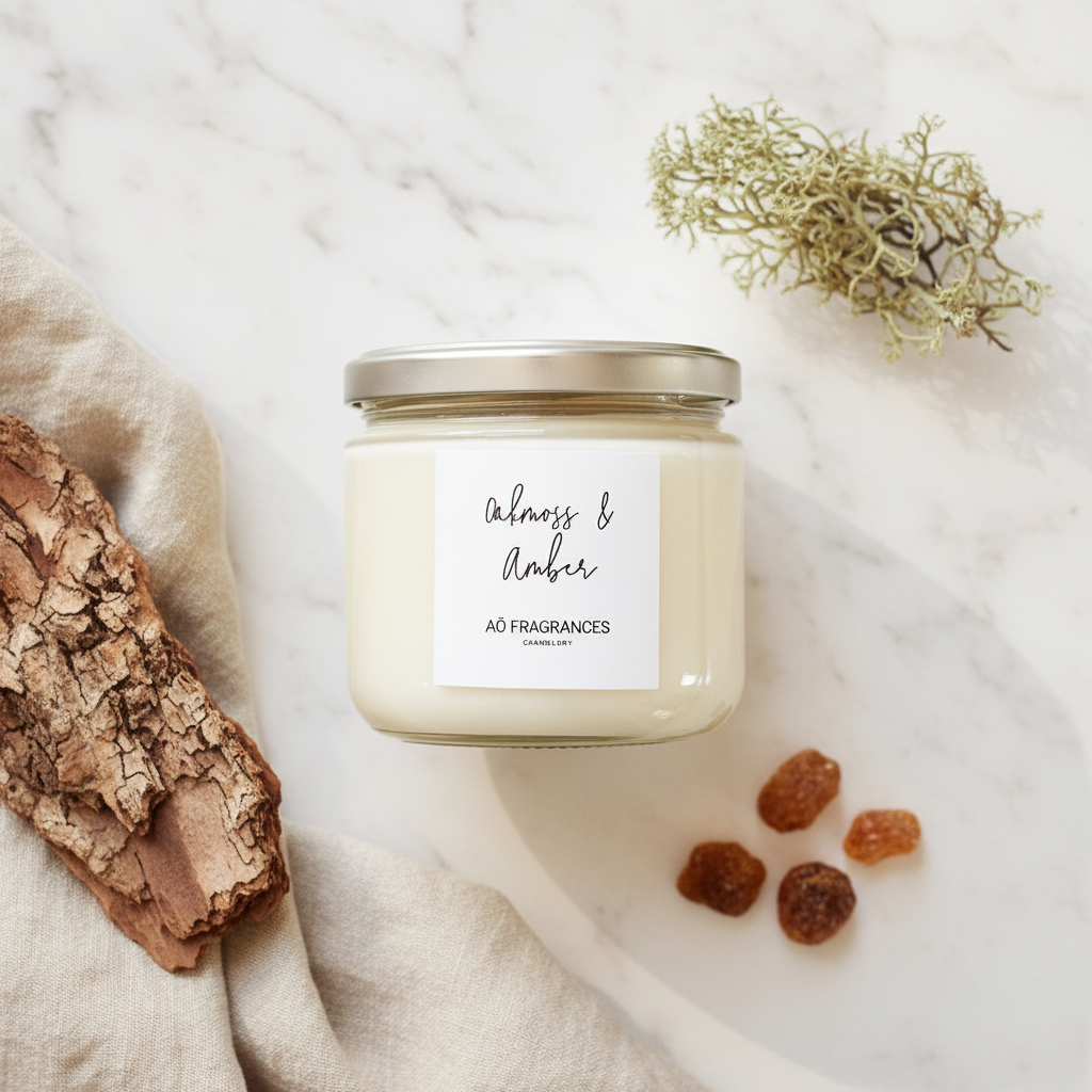 Oakmoss & Amber — Flat lay